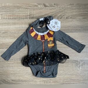 Harry Potter 2 Piece Set Onesie with Tulle Skirt and Headband 0-3 months NWT